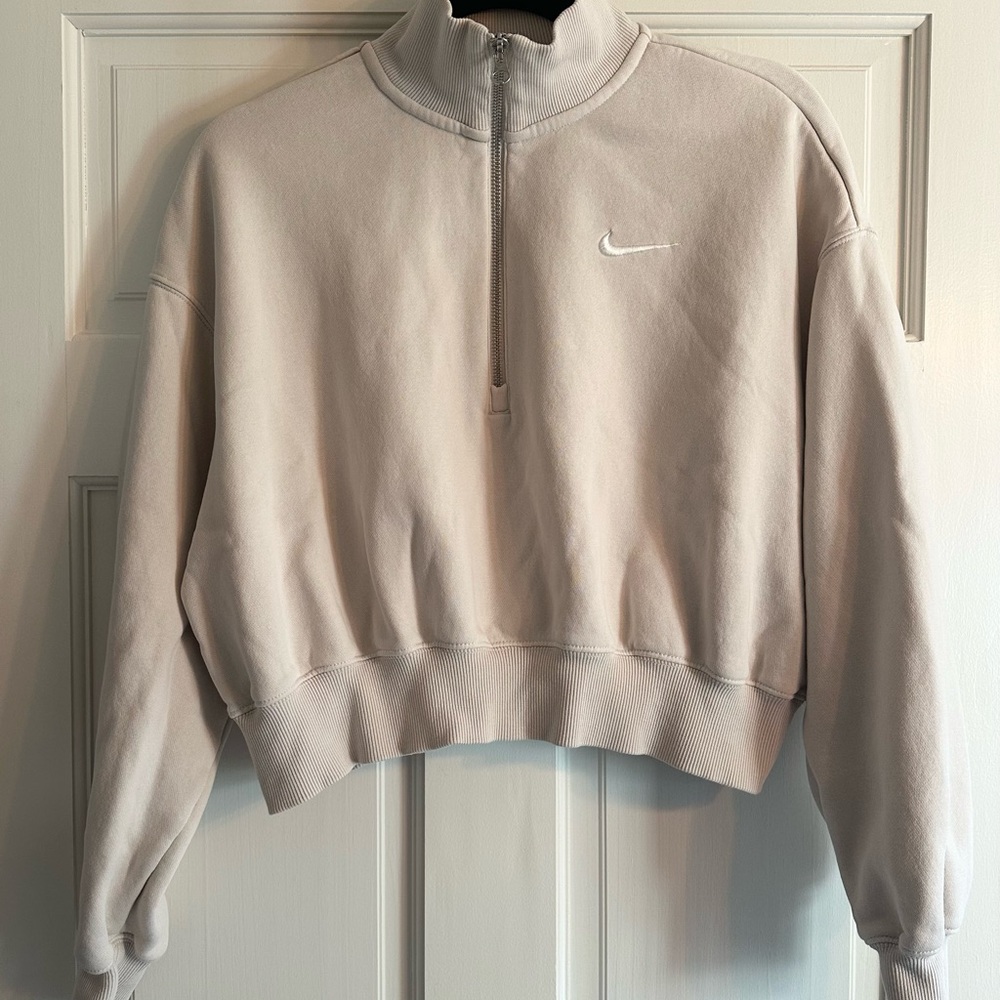 Nike Women's Phoenix Fleece Oversized 1/2-Zip Crop Sweatshirt Size M